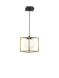 NOVA LUCE závěsné svítidlo JULIET mosaz a černý kov bílé opálové sklo E14 1x12W IP20 bez žárovky 9206401