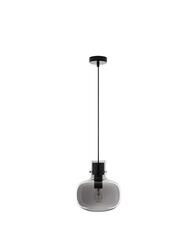 NOVA LUCE závěsné svítidlo CINZIA kouřové sklo černý kabel černá kovová základna E27 1x12W 230V IP20 bez žárovky 9236510
