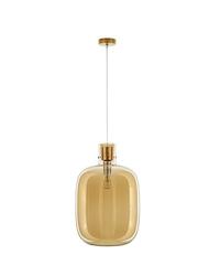 NOVA LUCE závěsné svítidlo CINZIA šampaň sklo bílý kabel mosazný zlatý kov E27 1x12W 230V IP20 bez žárovky 9236640
