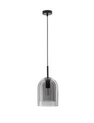 NOVA LUCE závěsné svítidlo VELOR dvouvrstvé kouřové sklo černý kabel černá kovová základna E27 1x12W 230V IP20 bez žárovky 9236700