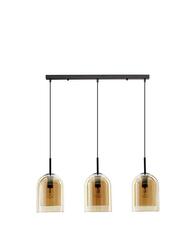 NOVA LUCE závěsné svítidlo VELOR dvouvrstvé šampaň sklo černý kabel černá kovová základna E27 3x12W 230V IP20 bez žárovky 9236740