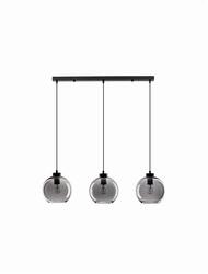 NOVA LUCE závěsné svítidlo PALMER kouřové sklo černý kabel černá kovová základna E27 3x12W 230V IP20 bez žárovky 9241150