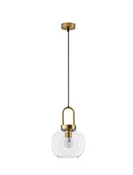 NOVA LUCE závěsné svítidlo IRVINE čiré sklo černý kabel mosazný zlatý kov E27 1x12W 230V IP20 bez žárovky 9241170