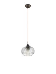 NOVA LUCE závěsné svítidlo DEVON čiré sklo hnědá kovová základna hnědý kabel E14 1x5W IP20 bez žárovky 938226