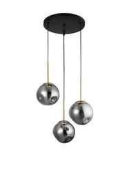 NOVA LUCE závěsné svítidlo SPADA zlatý kov a chromové sklo černý PVC kabel E27 3x12W 230V IP20 bez žárovky 9426753