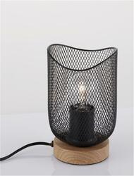 NOVA LUCE stolní lampa LYRON matný černý kov přírodní dřevo E27 1x12W 230V IP20 bez žárovky 9555801