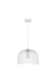 NOVA LUCE závěsné svítidlo LYRON matný bílý kov přírodní dřevo E27 1x12W 230V IP20 bez žárovky 9555802