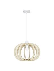 NOVA LUCE závěsné svítidlo OTTOLINE bílý kov přírodní dřevo E27 1x12W 230V IP20 bez žárovky 9620123