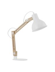 NOVA LUCE stolní lampa GROU matný bílý kov a dřevo E27 1x12W 230V IP20 vypínač na těle bez žárovky 9620129