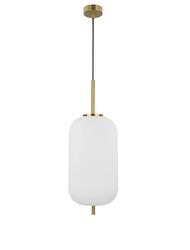 NOVA LUCE závěsné svítidlo LATO opálové sklo antický mosazný kov černý kabel E27 1x12W 230V IP20 bez žárovky 9624062