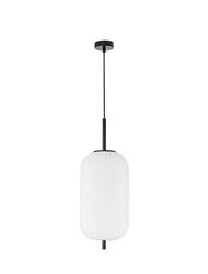 NOVA LUCE závěsné svítidlo LATO černý kov a opálové sklo E27 1x12W 230V IP20 bez žárovky 9624072