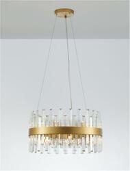 NOVA LUCE závěsné svítidlo CROWN saténový zlatý kov čirý křišťál (48 ks) G9 7x5W 230V IP20 bez žárovky 9695218