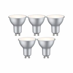 PAULMANN Standard 230V LED reflektor GU10 5ks sada 4,9W 2700K hliník