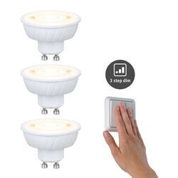 PAULMANN Standard 230V LED reflektor GU10 Flat 37mm 3x4,9W 2700K stmívatelné krokově bílá