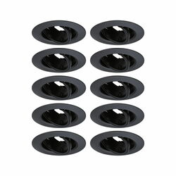 PAULMANN Vestavné svítidlo 10ks-sada výklopné kruhové 90mm 30° GU10 max. 10x10W 230V černá