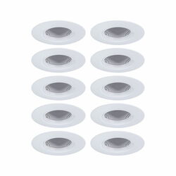 PAULMANN Vestavné svítidlo 10ks-sada nevýklopné kruhové 90mm GU10 max. 10x10W 230V bílá