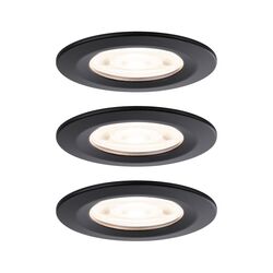 PAULMANN LED vestavné svítidlo Nova GU10 Flat nevýklopné IP44 3x4,9W 230V 2700K černá mat