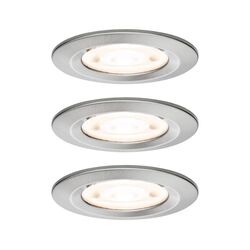 PAULMANN LED vestavné svítidlo 3-krokové-stmívatelné Nova GU10 Flat nevýklopné IP44 3x4,9W 230V stmívatelné 2700K kov kartáčovaný