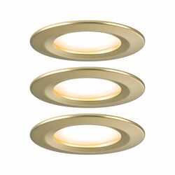 PAULMANN LED vestavné svítidlo Nova Coin základní sada nevýklopné IP44 kruhové 78mm Coin 3x6W 230V 2700K zlatá mat