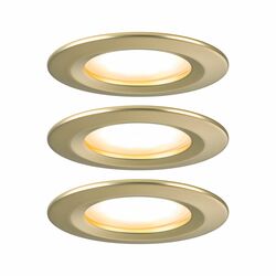 PAULMANN LED vestavné svítidlo 3-krokové-stmívatelné Nova Coin základní sada nevýklopné IP44 kruhové 74mm Coin 3x6W 230V stmívatelné 2700K zlatá mat