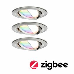 PAULMANN SmartHome Zigbee vestavná svítidla sada LED Coin Nova Plus 3x3,5W RGBW kruhové kov kartáčovaný 929.65 P 92965