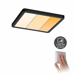 PAULMANN VariFit LED vestavné svítidlo Dim to Warm Areo IP44 hranaté 175x175mm 3 Step Dim to warm černá stmívatelné