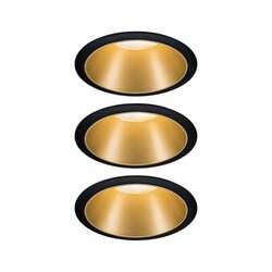 PAULMANN Vestavné svítidlo LED Cole 3x6,5W černá/zlatá mat 3-krokové-stmívatelné 2700K teplá bílá 934.04