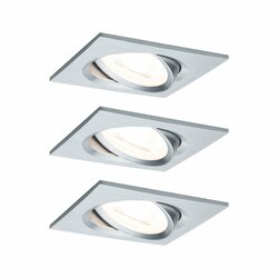 PAULMANN Vestavné svítidlo LED Nova hranaté 3x6,5W GU10 hliník broušený výklopné 3-krokové-stmívatelné 934.74 P 93474