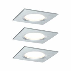 Paulmann vestavné svítidlo LED Coin Slim IP44 hranaté 6,8W hliník 3ks sada stmívatelné 938.95 P 93895