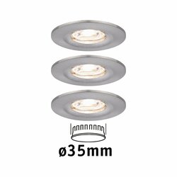 PAULMANN LED vestavné svítidlo Nova mini nevýklopné IP44 3x4W 2700K kov kartáčovaný 230V 943.01