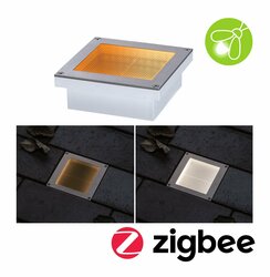 PAULMANN LED zemní svítidlo Smart Home Zigbee Brick neláká hmyz IP67 hranaté 100x100mm CCT 1W 230V ocel ocel