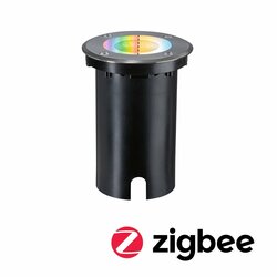 PAULMANN LED zemní svítidlo Smart Home Zigbee 3.0 Floor IP67 kruhové 110mm RGBW+ 4,9W 230V kov kartáčovaný hliník