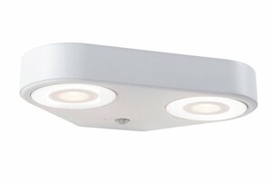 PAULMANN LED venkovní nástěnné svítidlo Silma pohybové čidlo dva světelné zdroje IP44 280x176mm 3000K 2x5,5 / 2x0,7W 230V bílá hliník