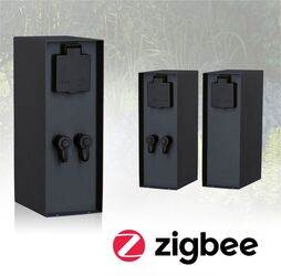 PAULMANN Plug & Shine sloupek se zásuvkami Rio vč. trafa IP44 antracit