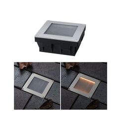 PAULMANN Solární LED zemní svítidlo Sorea soumrakový senzor IP67 hranaté 100x100mm 2200K 0,1W 5lm 3,7V kov kartáčovaný ABS/polykarbonát/ocel