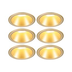PAULMANN LED vestavné svítidlo 3-krokové-stmívatelné Cole Coin 6ks sada IP44 kruhové 88mm Coin 6x6W 230V stmívatelné 2700K zlatá mat