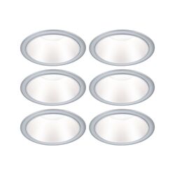 PAULMANN LED vestavné svítidlo 3-krokové-stmívatelné Cole Coin 6ks sada IP44 kruhové 88mm Coin 6x6W 230V stmívatelné 2700K stříbrná mat
