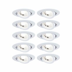 PAULMANN LED vestavné svítidlo 3-krokové-stmívatelné 10ks-sada výklopné kruhové 82mm 70° 10x4,8W 230V 3000K bílá mat