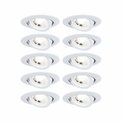 PAULMANN LED vestavné svítidlo 3-krokové-stmívatelné 10ks-sada výklopné kruhové 82mm 70° 10x4,8W 230V 3000K bílá mat