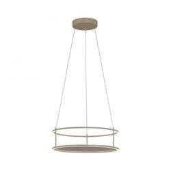 PAUL NEUHAUS LED závěsné svítidlo CONTURA písková barva, kruhové, dotykový se stmívačem, s policí, nastavitelná výška 3000K