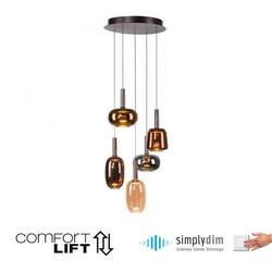 PAUL NEUHAUS LED závěsné svítidlo 5 ramenné nastavitelná výška Comfort Lift stmívatelné paměťová funkce SimplyDim 3000K PN 2682-70