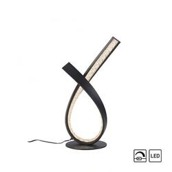 PAUL NEUHAUS LED stolní lampa BRILLA černá, zakřivená, stmívatelná, kartáčovaný hliník 3000K