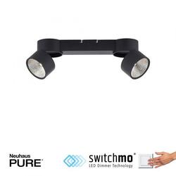 PAUL NEUHAUS LED stropní svítidlo PURE-NOLA černá 2 ramenné otočné stmívatelné krokově stmívatelné 3000K PN 6452-18