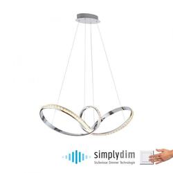 PAUL NEUHAUS LED závěsné svítidlo chrom zakřivené stmívatelné křišťálový design moderní SimplyDim 3000K PN 8222-17