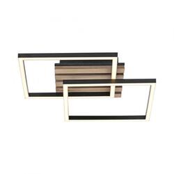 JUST LIGHT Stropní svítidlo AKUSTIKA, dřevo, přírodní, černé, moderní otočné 3000K