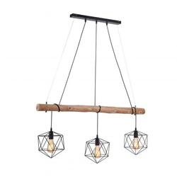 LEUCHTEN DIREKT is JUST LIGHT Závěsné svítidlo moderní dřevo, černá, 3-ramenné, drátěné tělo, E27 patice