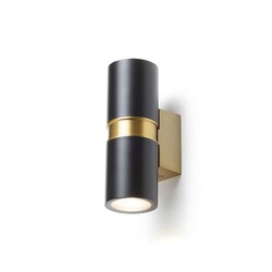 RENDL MANO nástěnná černá/česaná mosaz 230V GU10 2x8W IP54 R14128