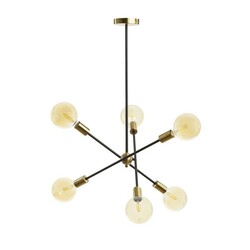 RENDL ARTEMIA 6 svítidlo na tyči černá česaná mosaz 230V E27 6x15W R14398