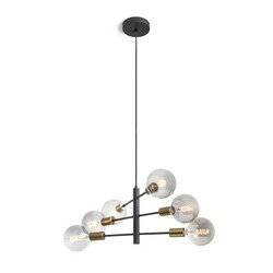RENDL ARTEMIA 6 závěsné svítidlo černá česaná mosaz 230V E27 6x15W R14399