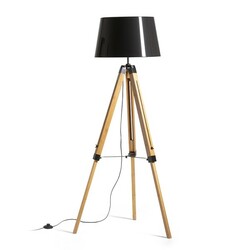 RENDL ALVIS/RIDICK stojanová lampa lampa lesklá černá zlatá fólie/bambus/černá 230V E27 15W R14501